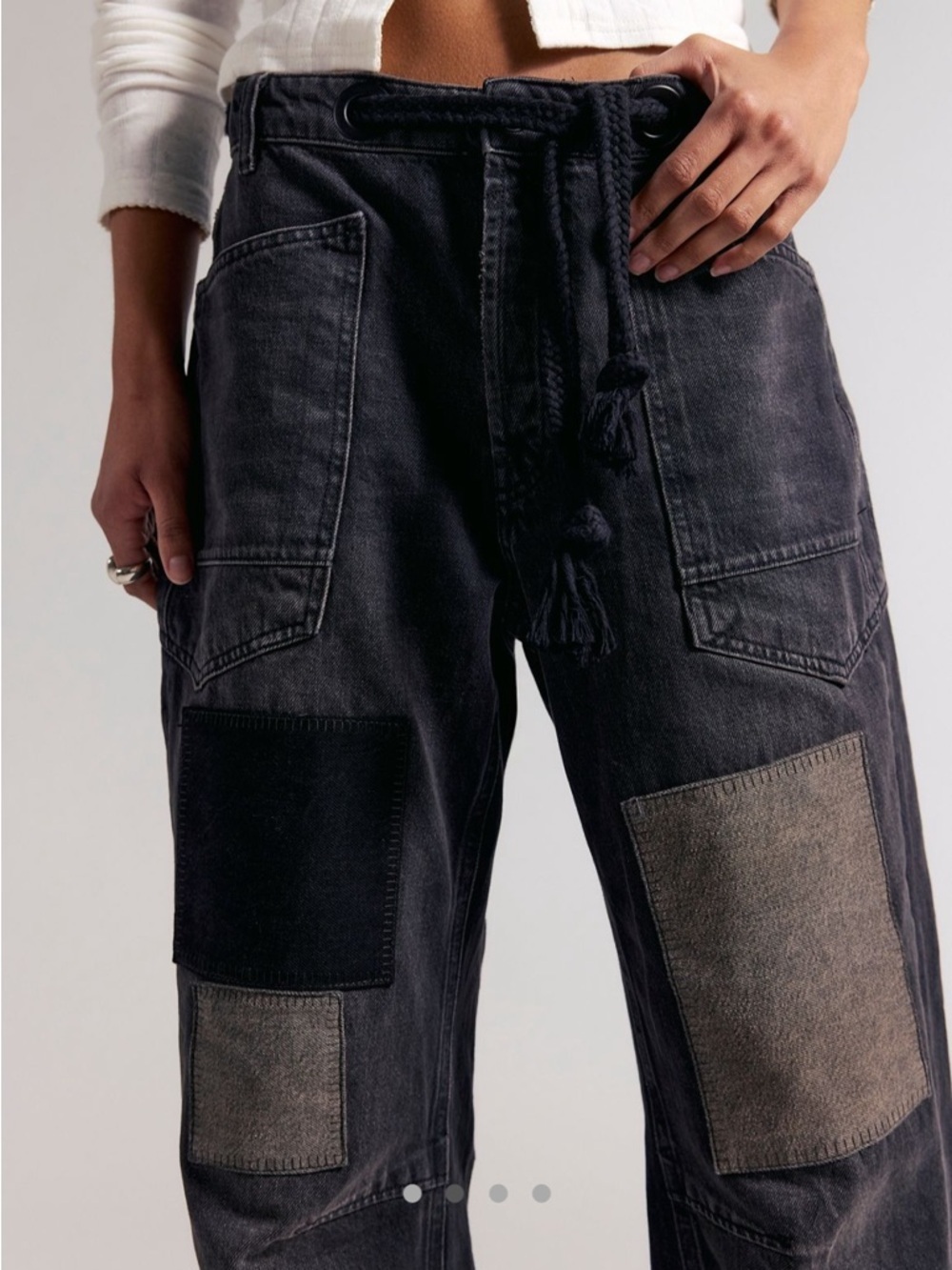 Free People Moxie Low Slung Barrel Nighthawk 33 Black Jeans - Picture 5 of 8